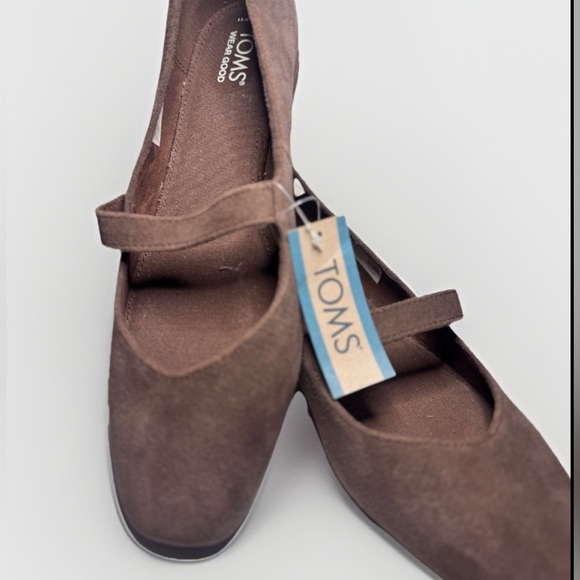 TOMS Bianca Mary Jane Flats Sz 11 - Oak Brown Suede (NWT) - Picture 2 of 6